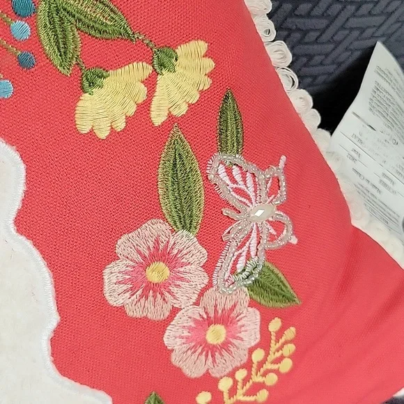 Embroidered Spring Bunny Pillow - Picture 4 of 7